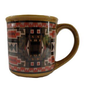 Vintage Enesco Coffee Mug Southwestern Navajo Aztec Tribal Geometric Pattern